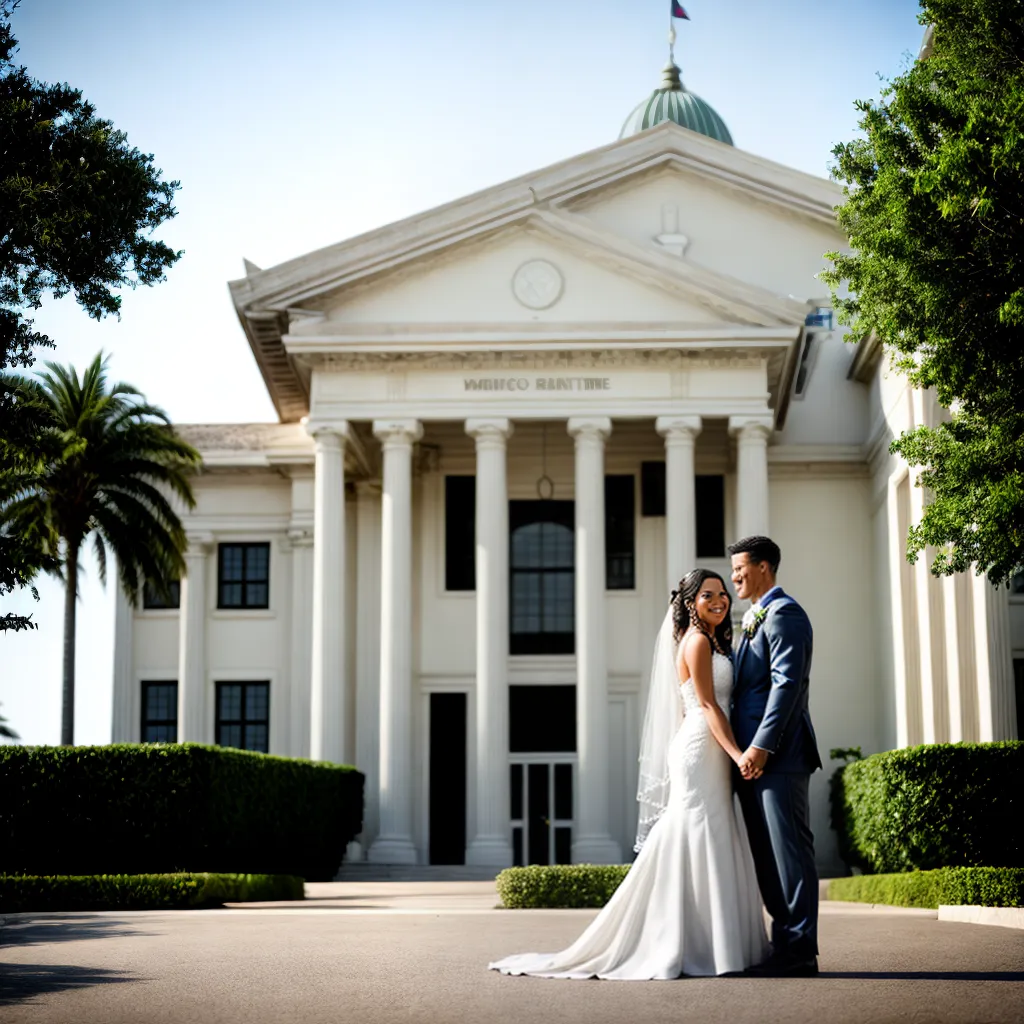 casal sorrindo casamento courthouse praia