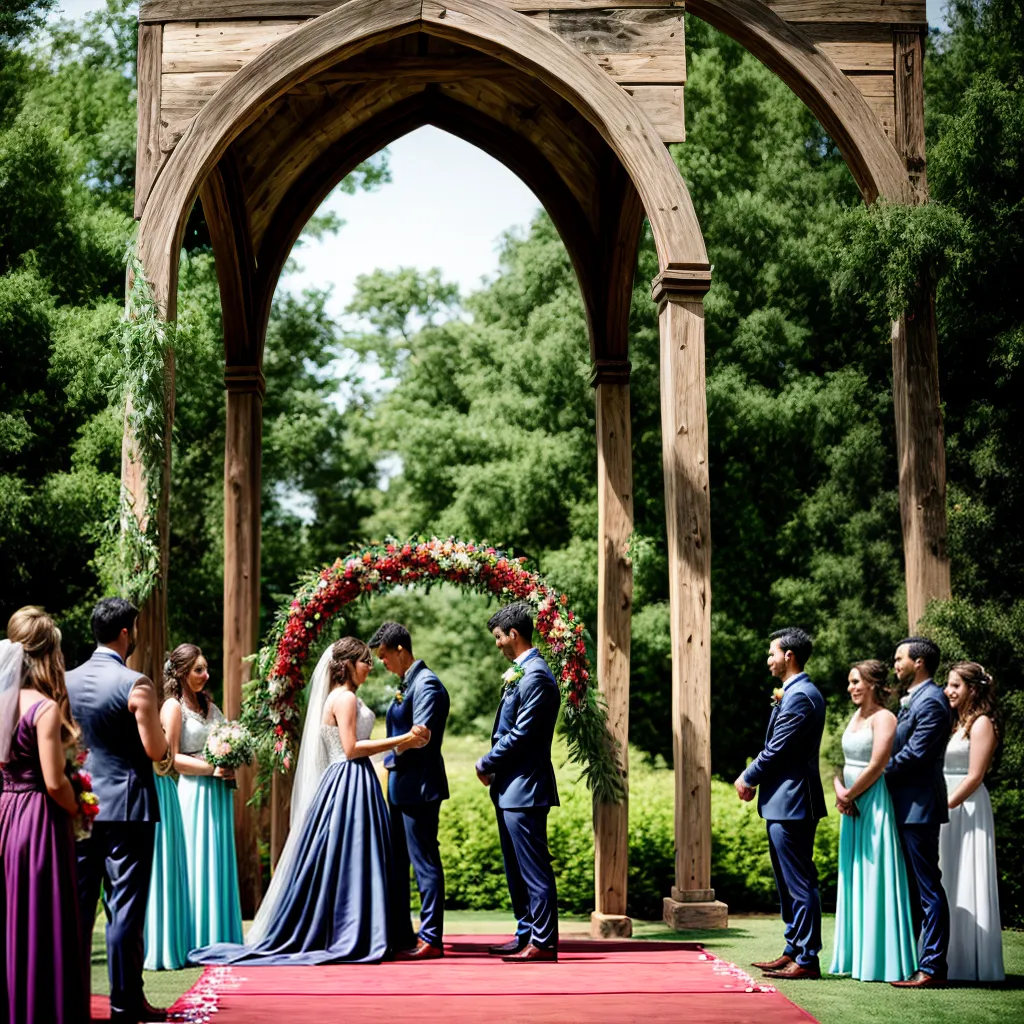 casamento jardim arco madeira flores