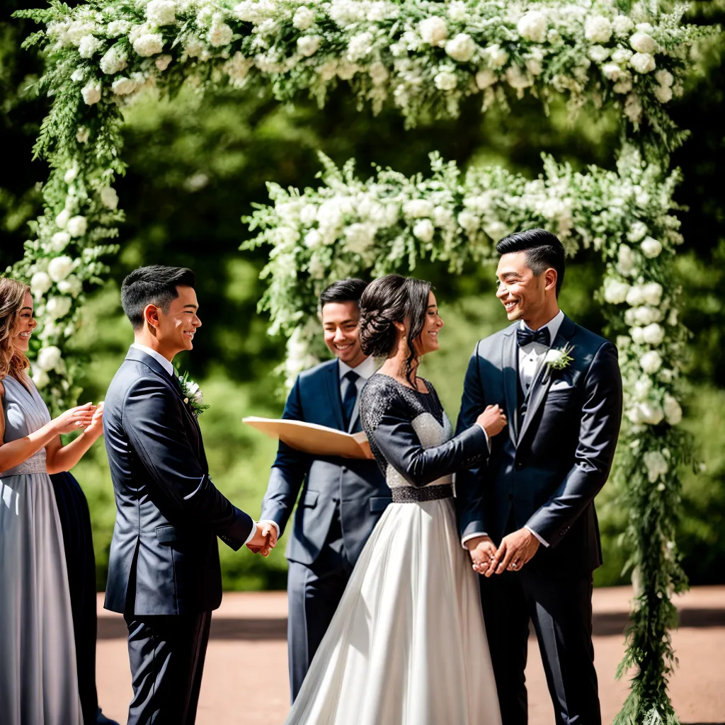 casal maos dadas arco casamento