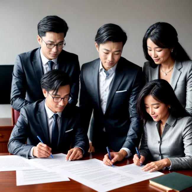 casal assinando acordo pre nupcial