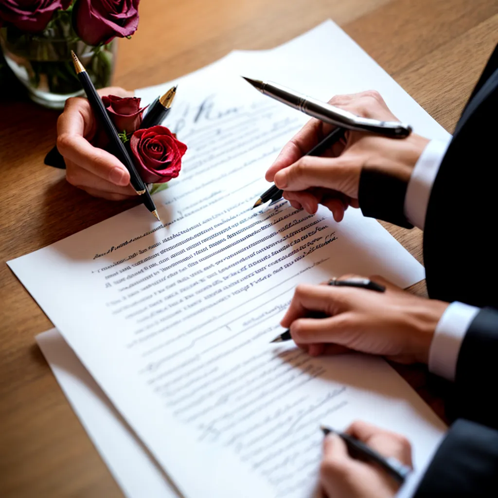 casamento maos assinatura certificado rosas