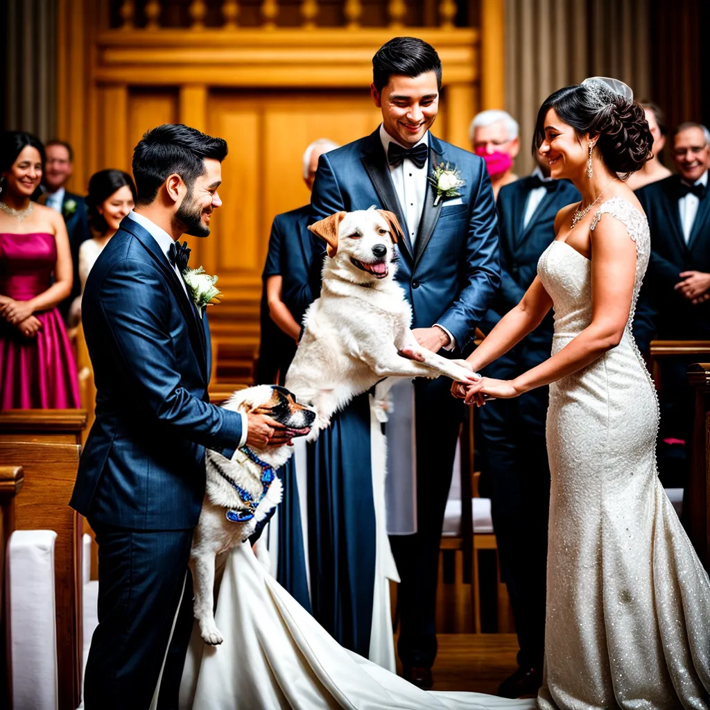 casamento casal cachorro ternura