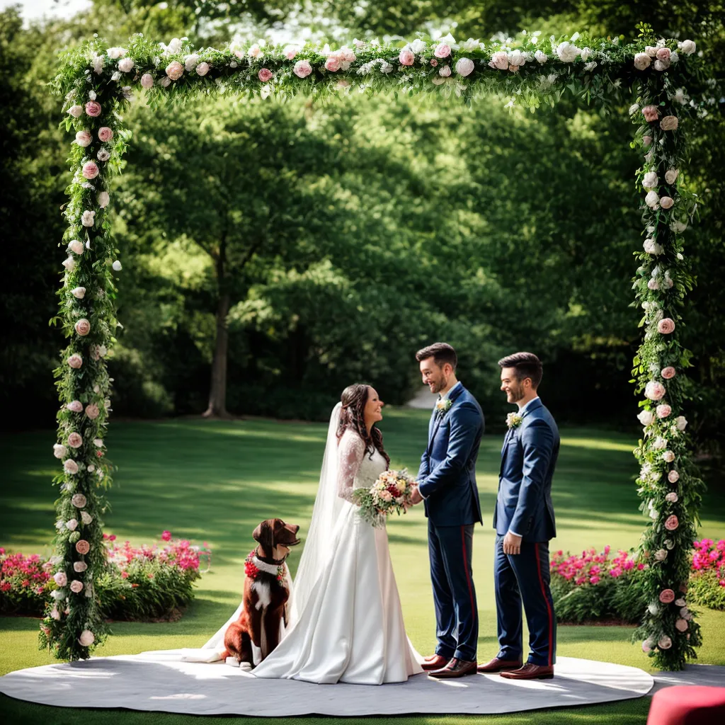 casamento ar livre casal cachorro floral