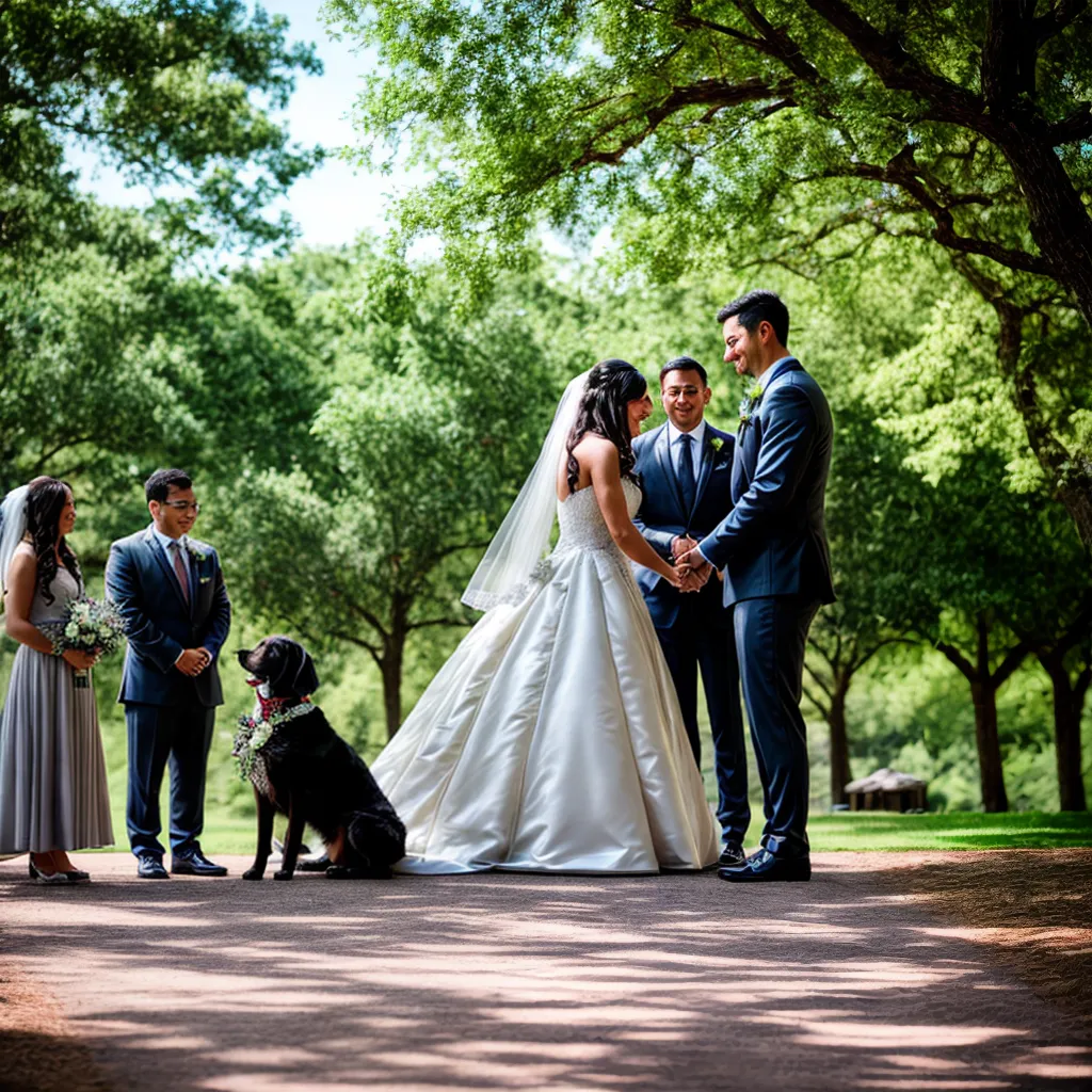 casamento ao ar livre casal votos cachorro