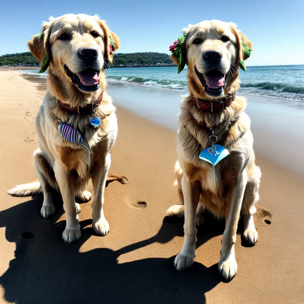 golden retriever floral collar praia casamento