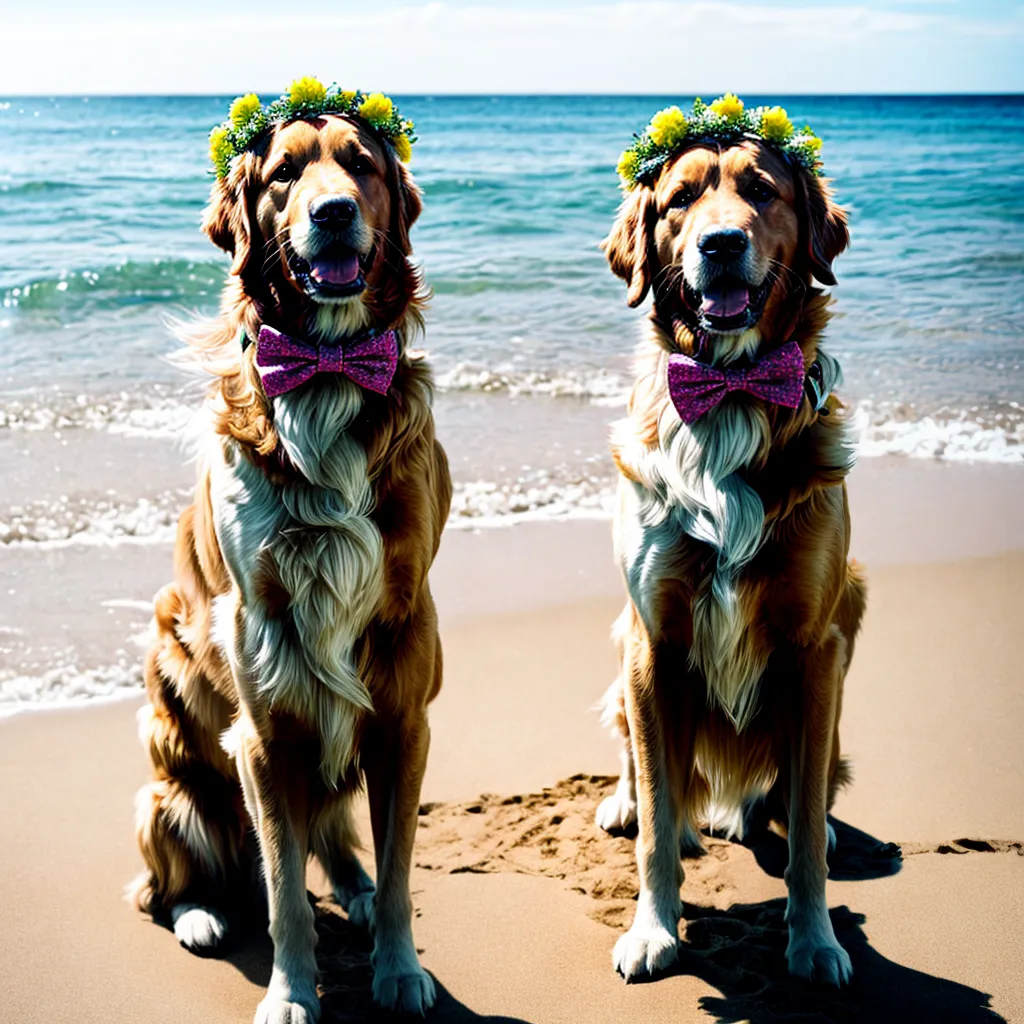 golden retriever flor praia casamento