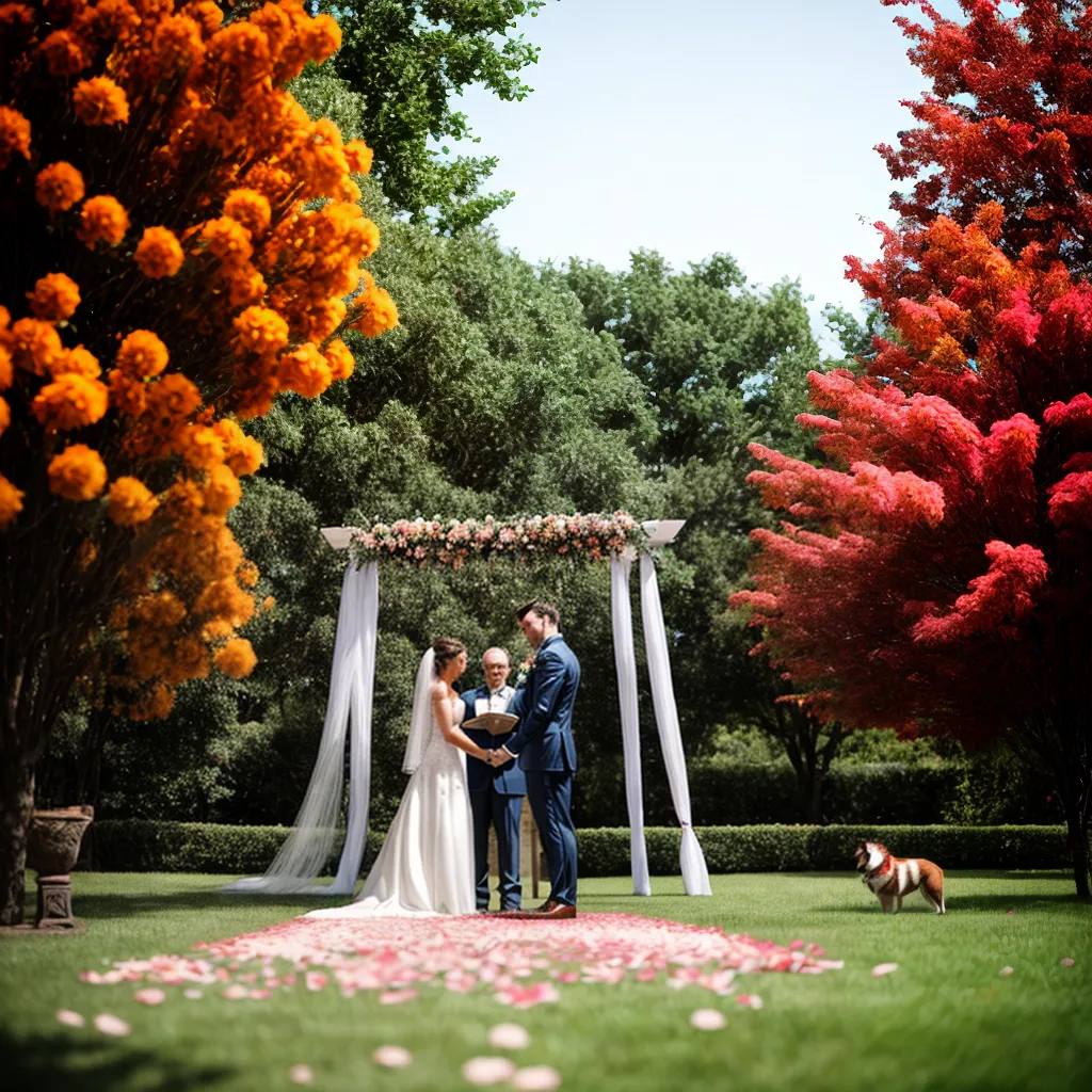 casamento ao ar livre jardim noivos pets