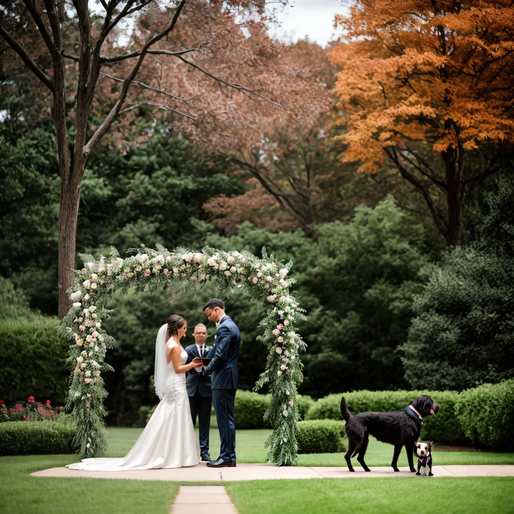 casamento jardim noivos cachorro aliancas
