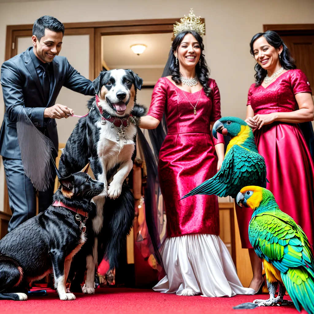 casamento pets chaos cachorros gato papagaio