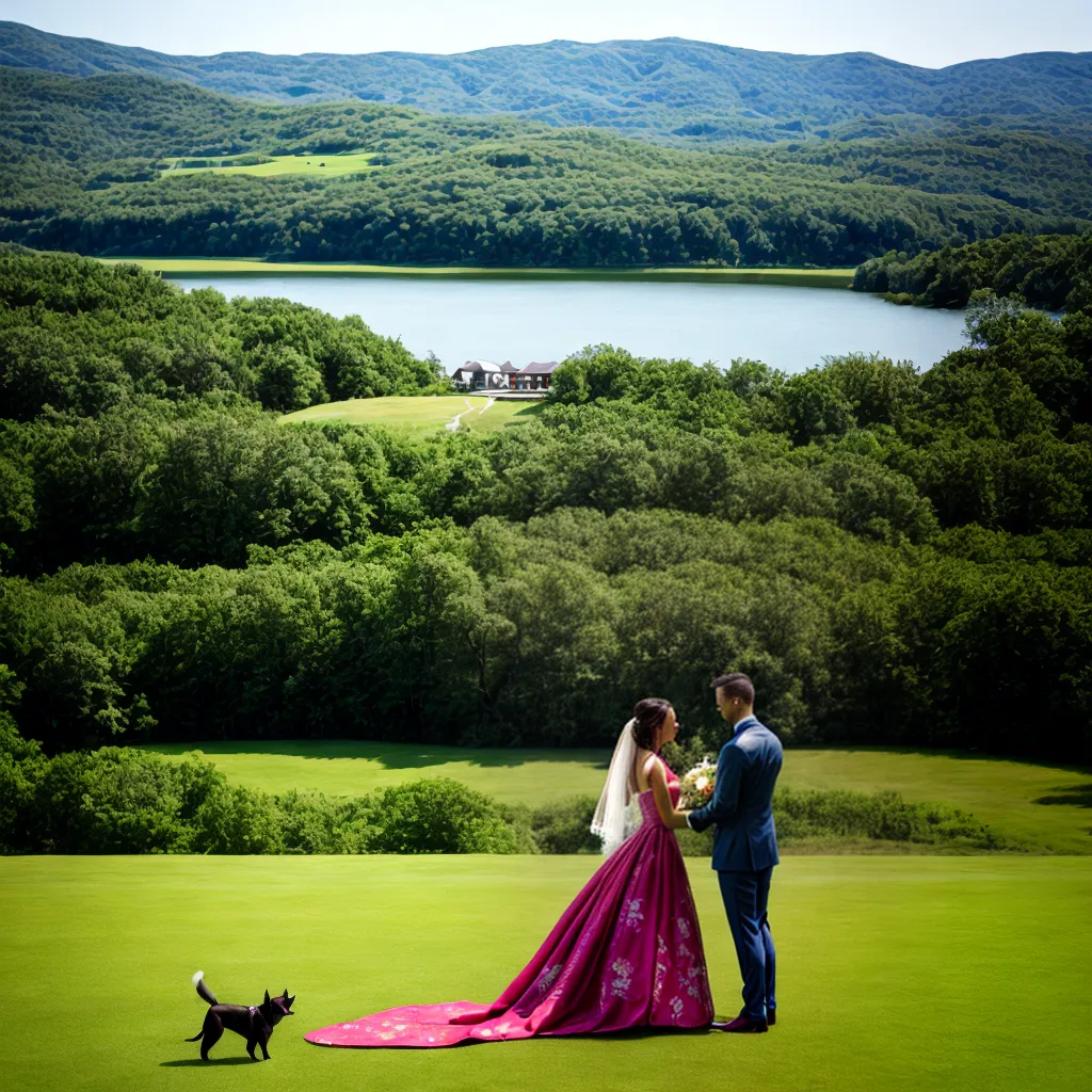 casamento ao ar livre lago cerimonia cachorro