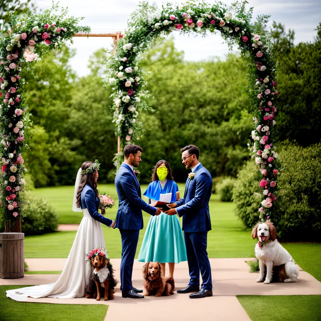 casamento ar livre casal votos cachorro