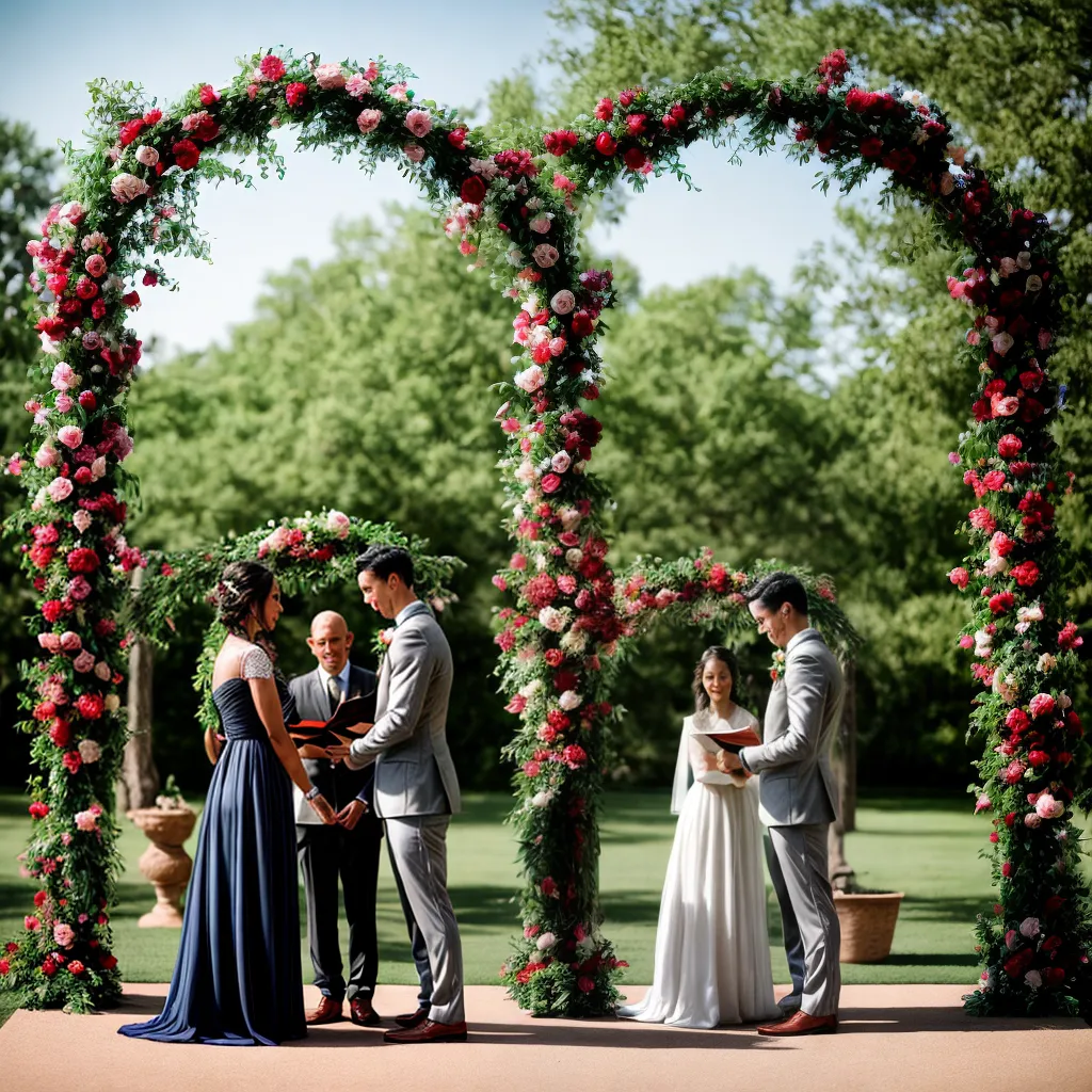 casamento ar livre votos arco flores cuidado pet