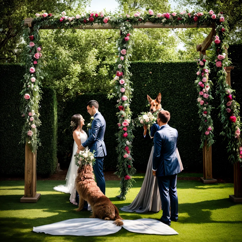 casamento ao ar livre noiva noivo cachorro