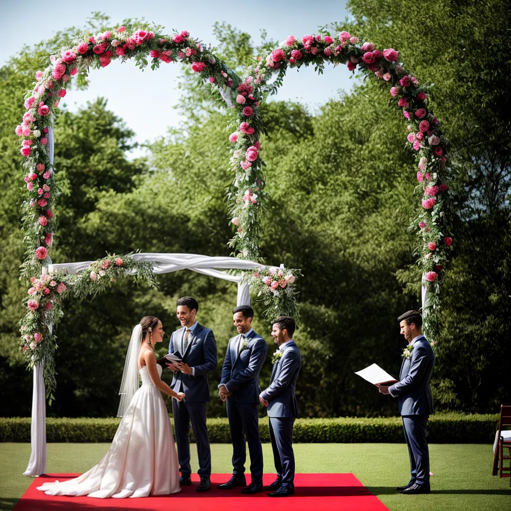 casamento ar livre votos arco floral cachorros