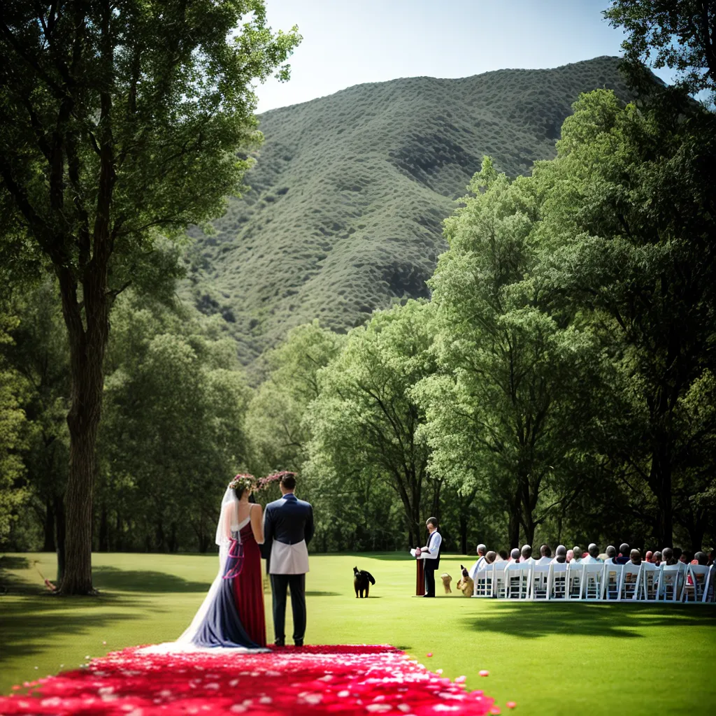 casamento ao ar livre noivos amigos peludos
