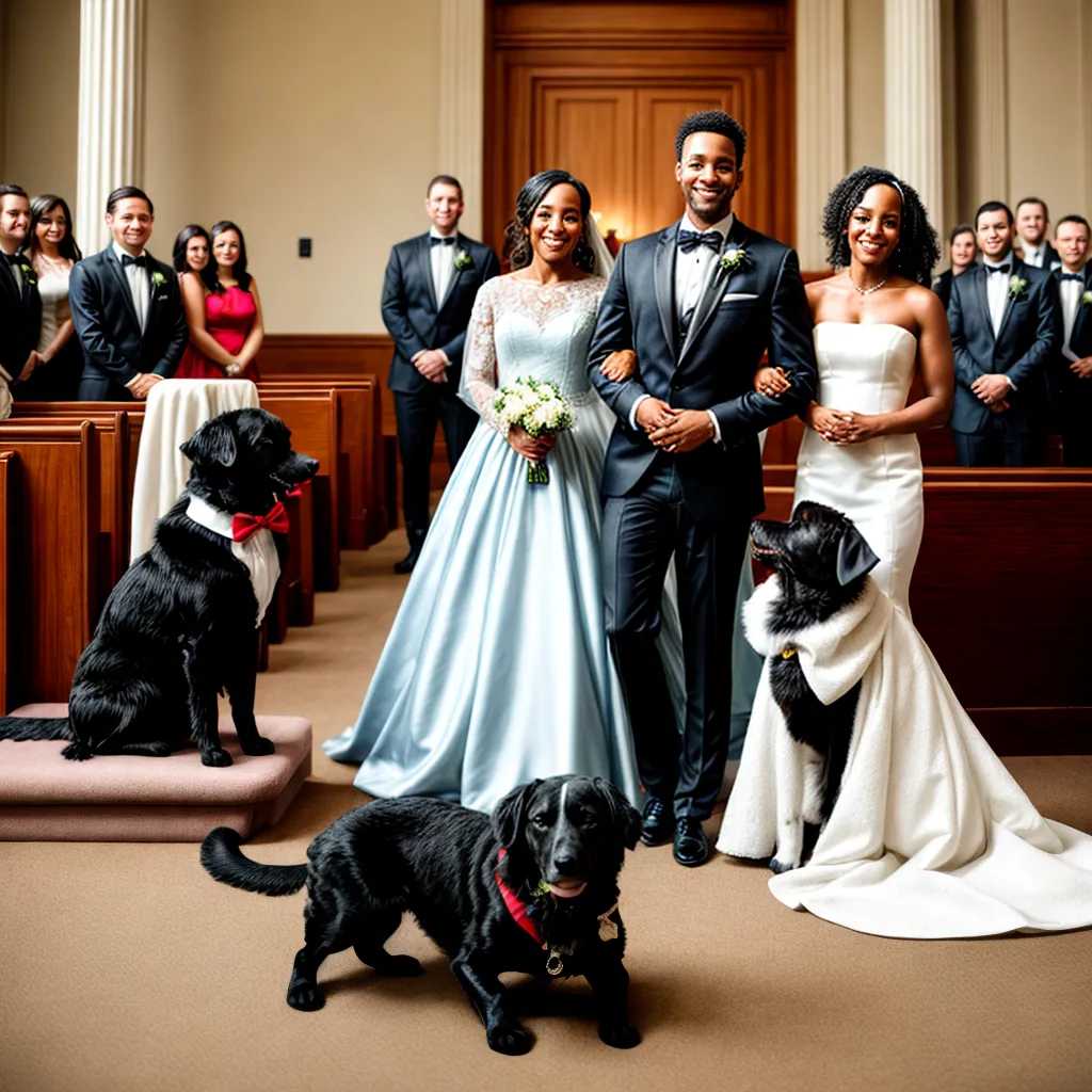 casamento no altar familia pets