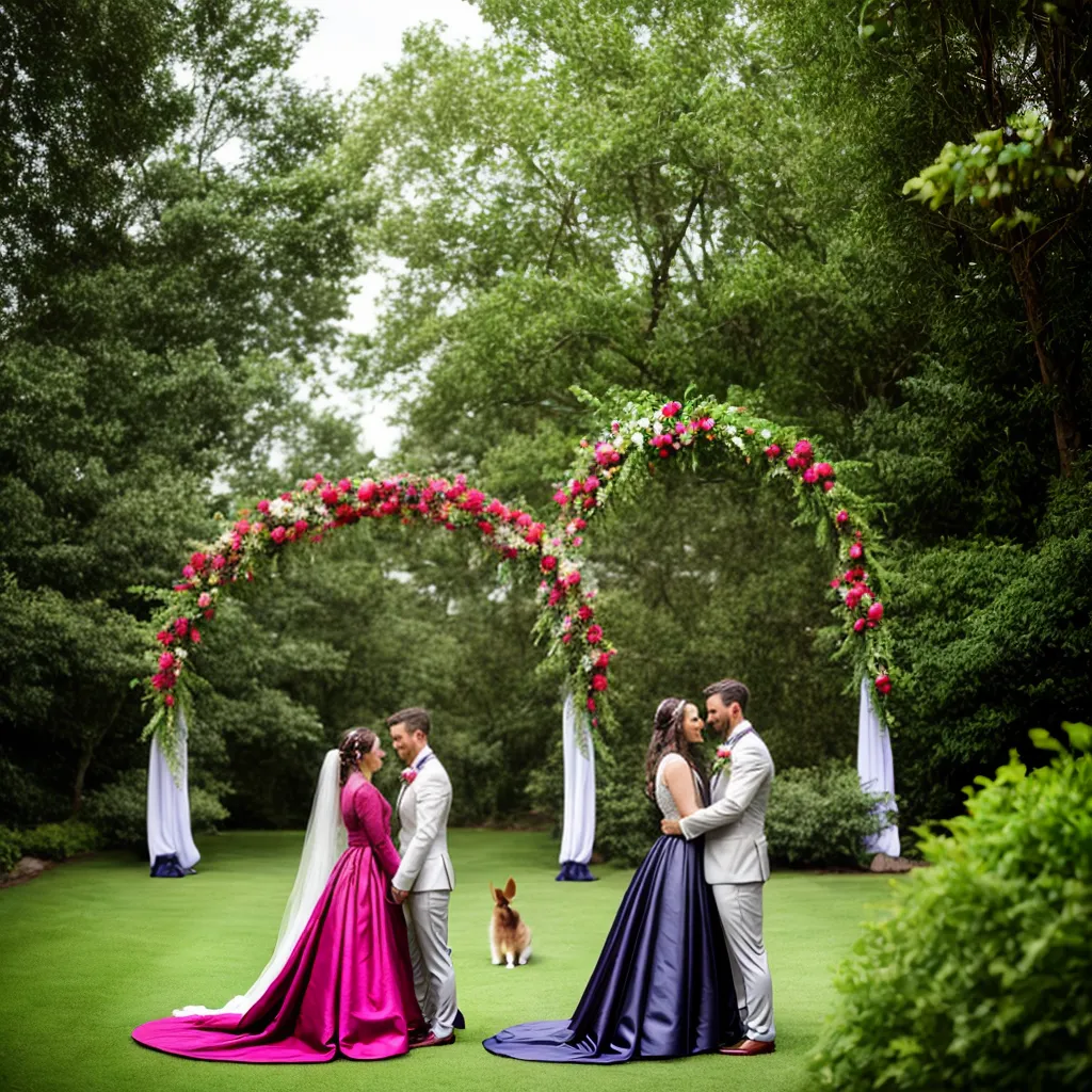 casamento ar livre arco floral casal coelho