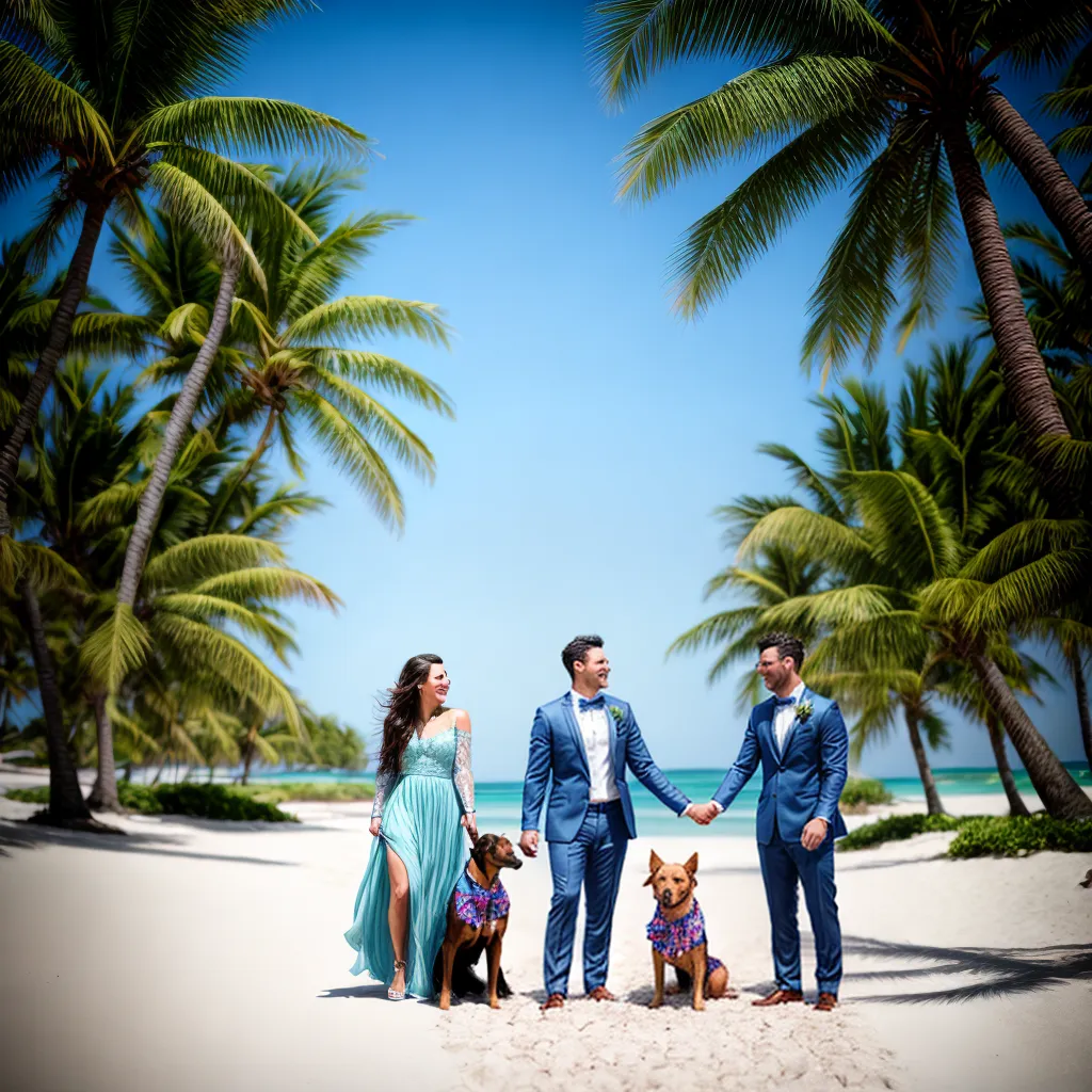 casamento praia casal amor cachorro