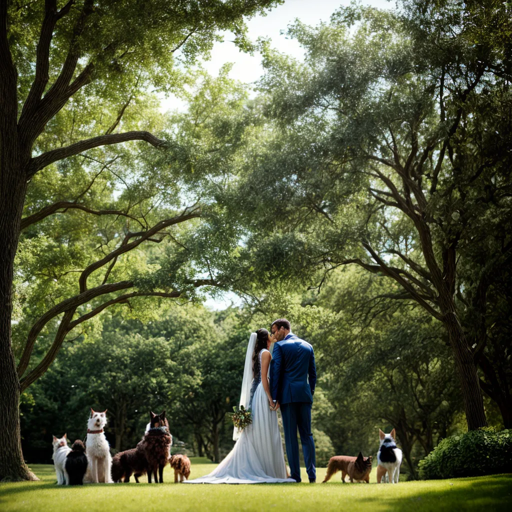 casal ao ar livre pets casamento