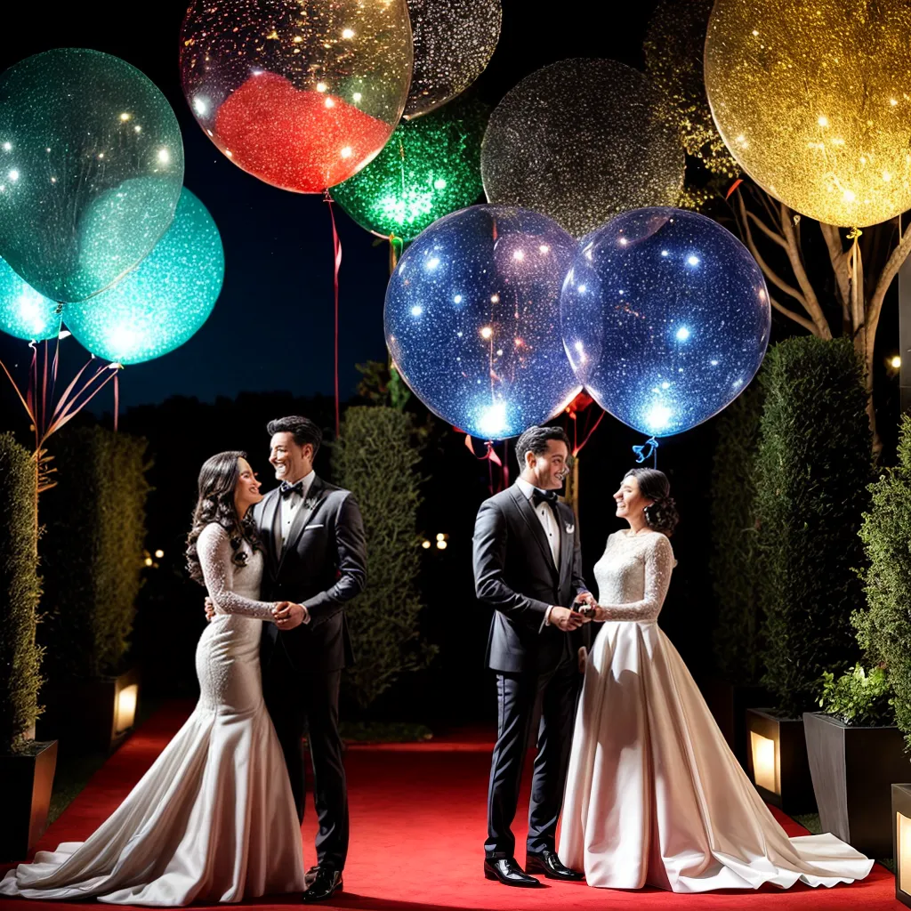 casal jardim decorado luzes baloes bolo hollywood