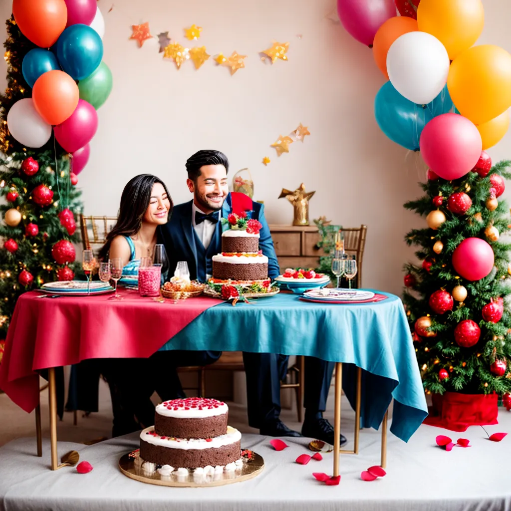 casal mesa decorada aniversario bolo