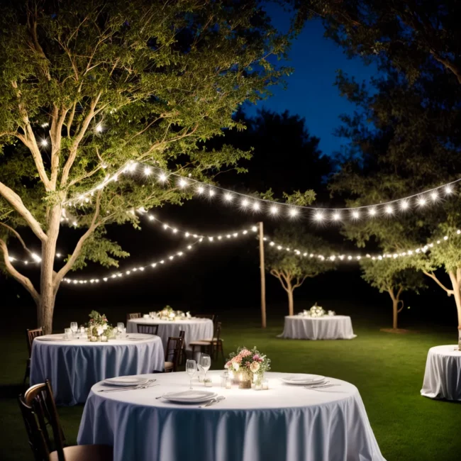 jardim iluminado mesa decorada casamento