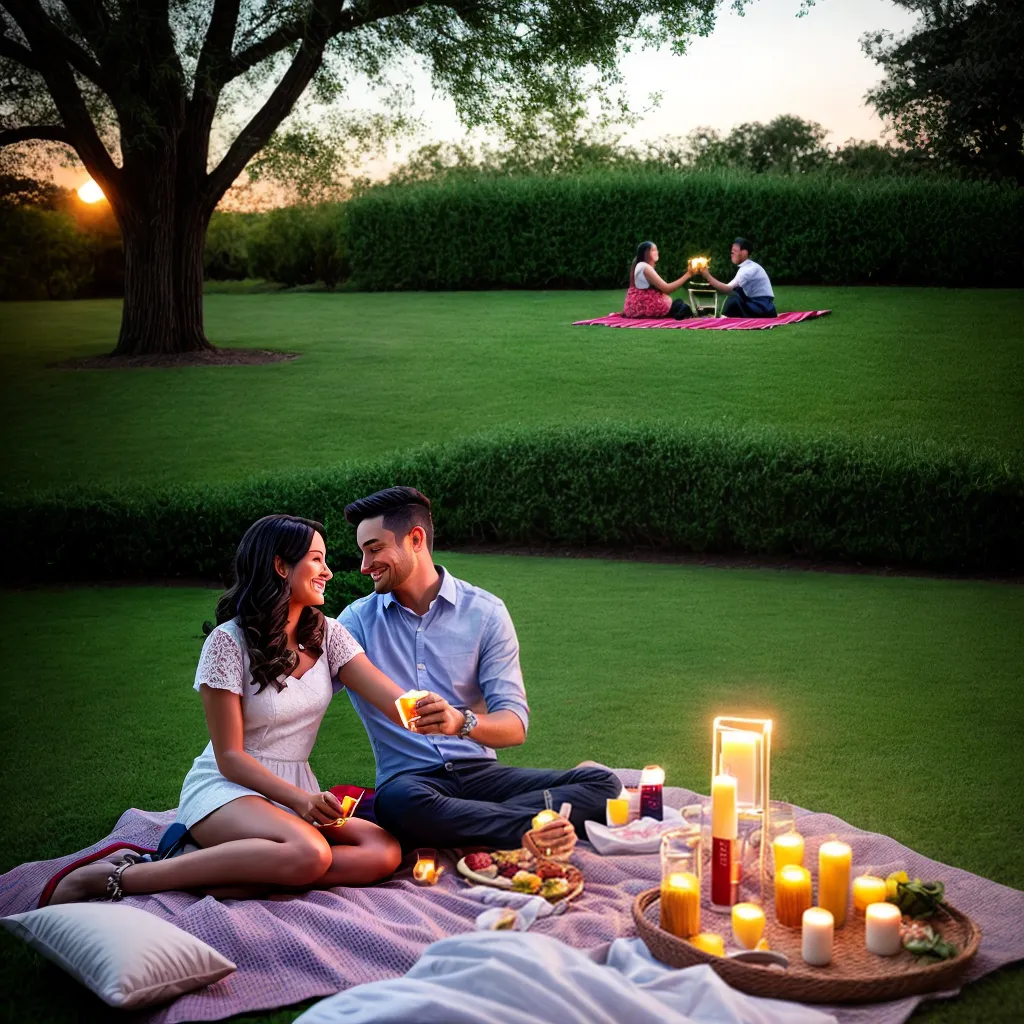casal picnic luzes romance por do sol 1