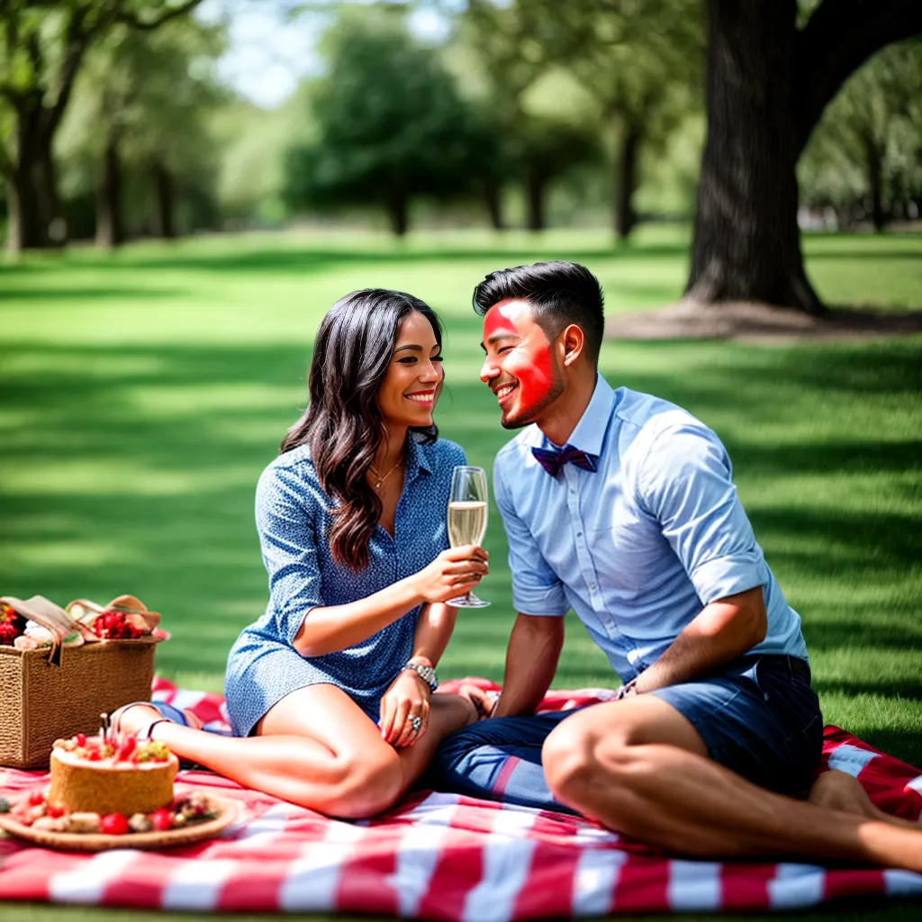casal picnic parque luzes champanhe
