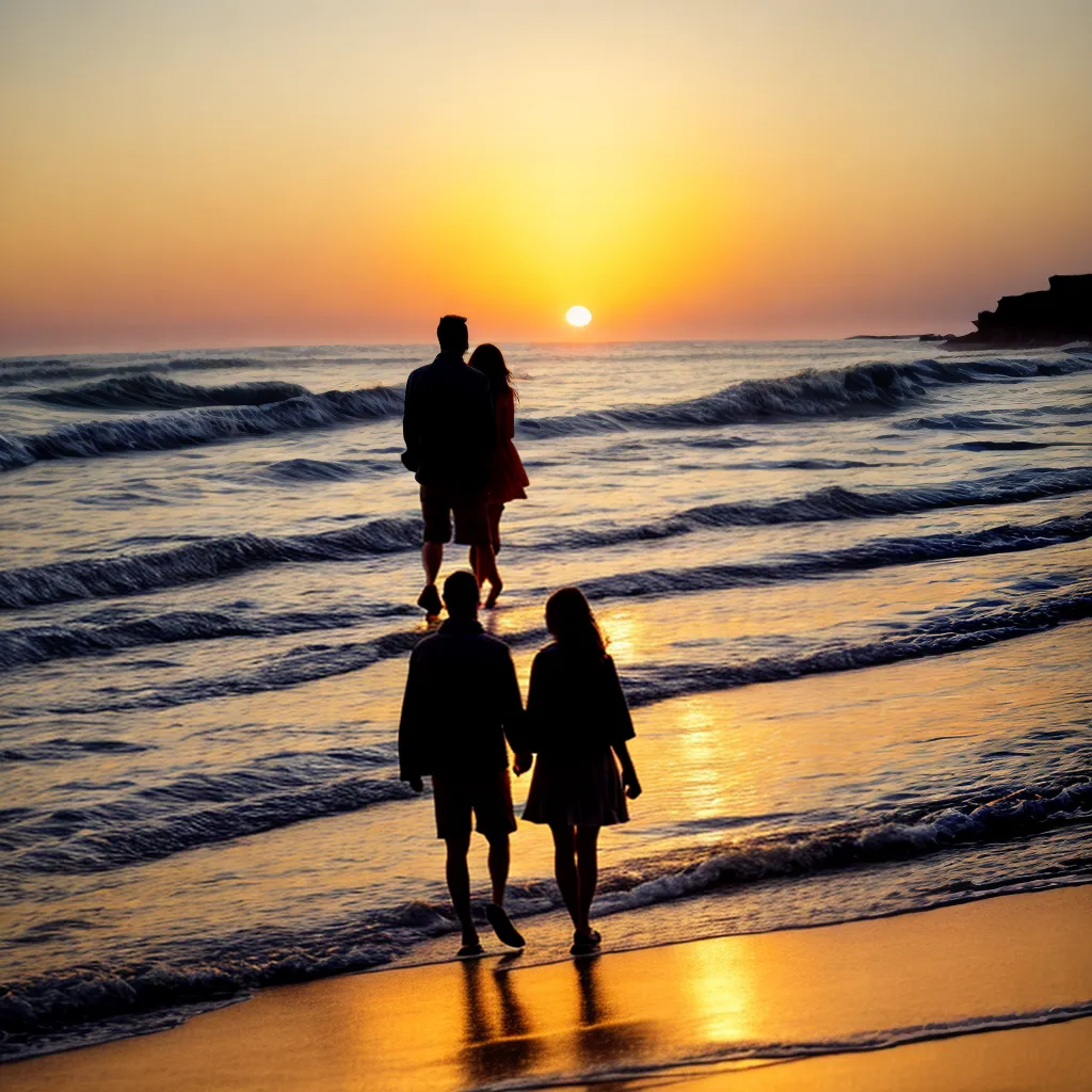 casal passeio romantico praia por do sol 1