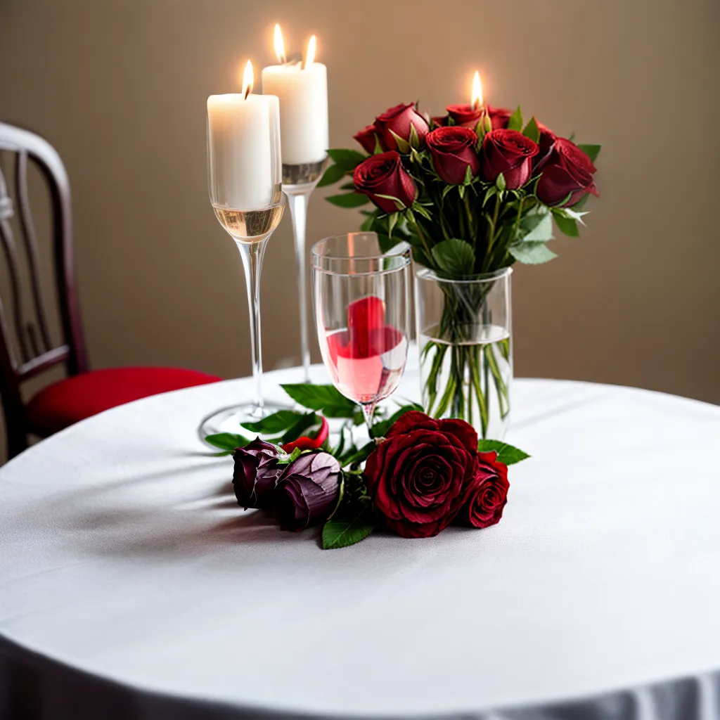 mesa decorada rosas velas aniversario