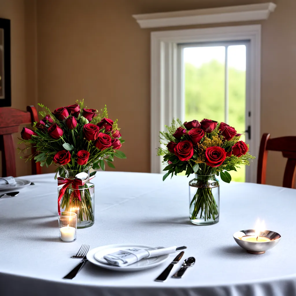 mesa jantar decorada rosas vermelhas