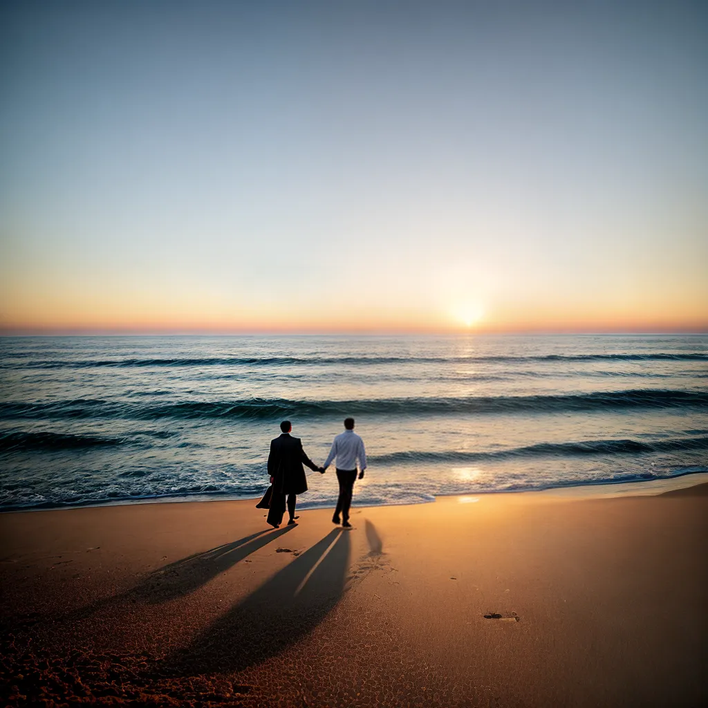 casal passeio romantico praia por do sol 2