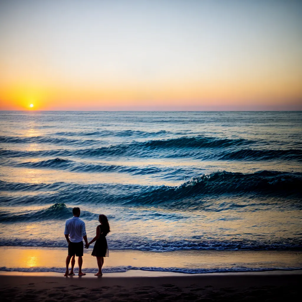 por do sol praia casal jantar romantico