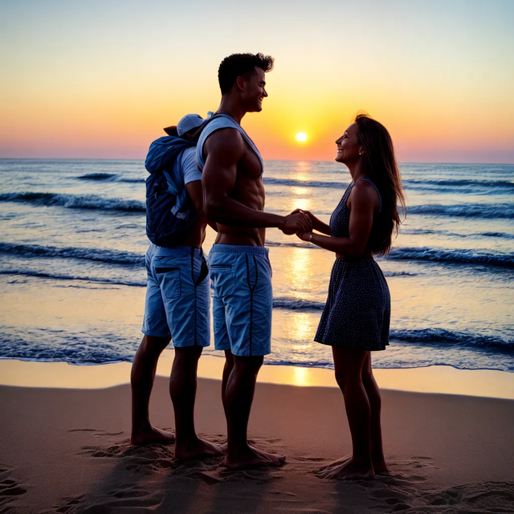 casal praia por do sol piquenique