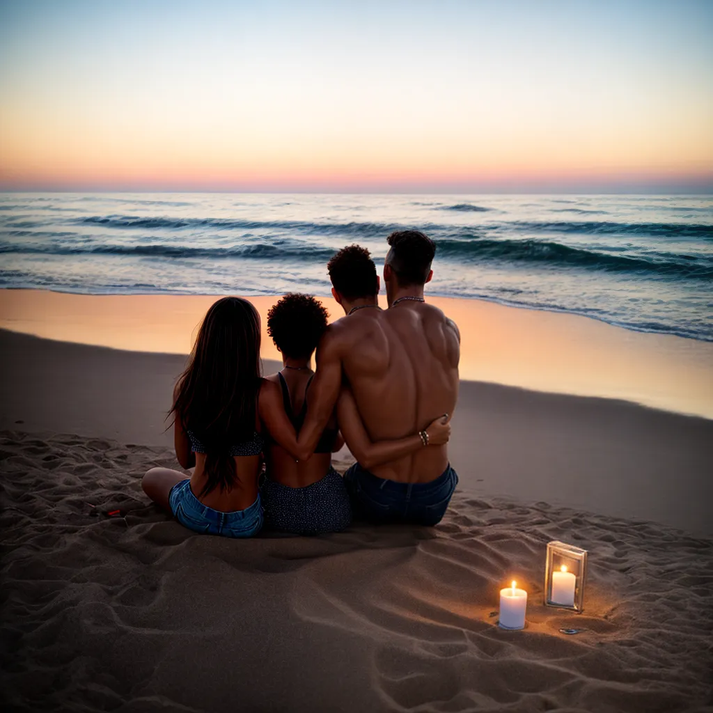 casal praia por do sol jantar romantico