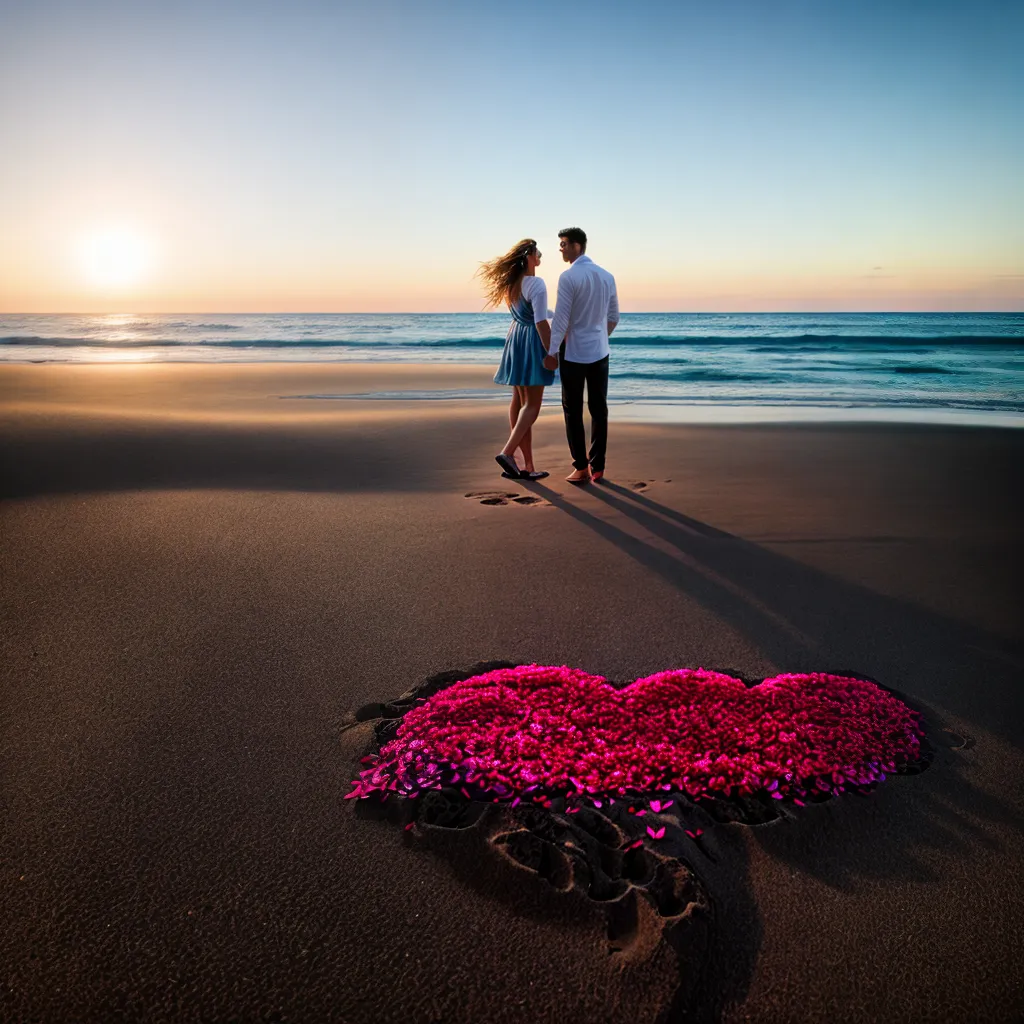 casal praia por do sol anel casamento