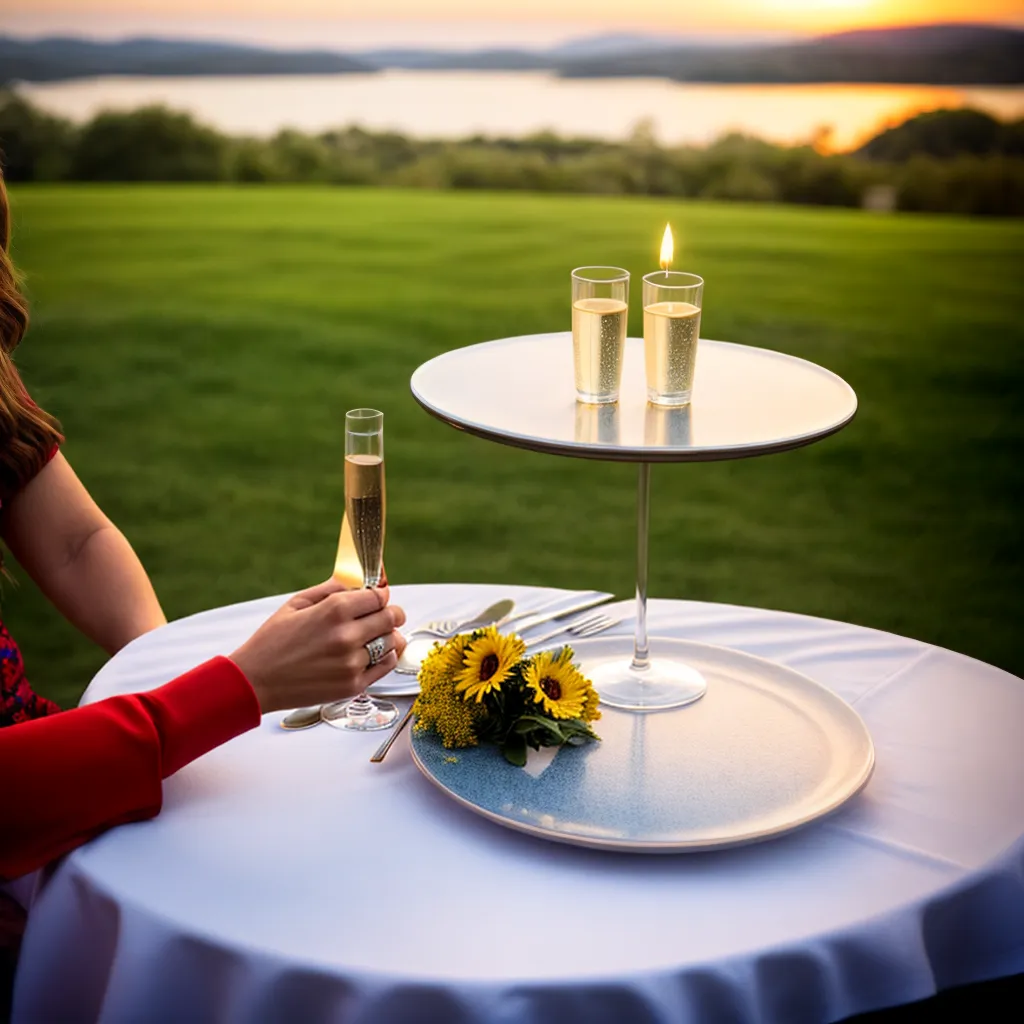casal mesa decorada romantico por do sol