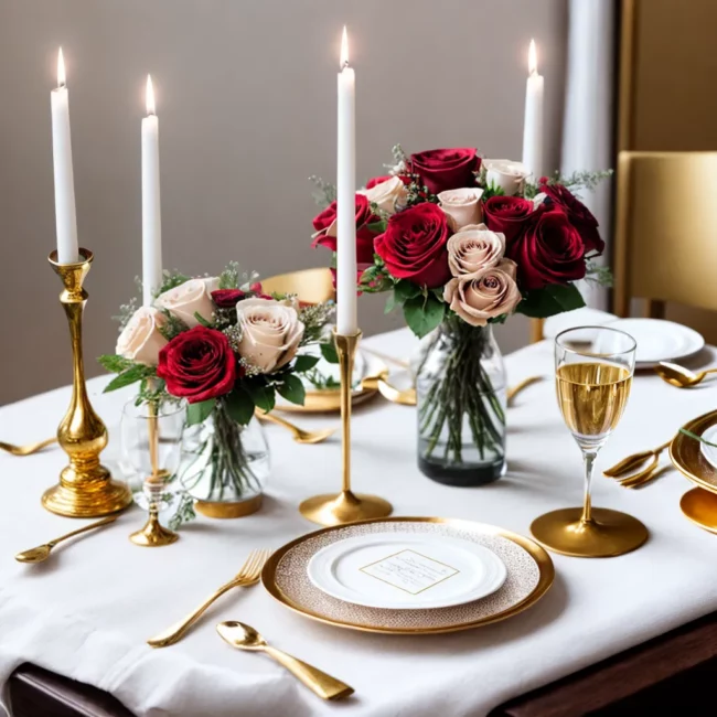 mesa decorada rosas vermelhas aniversario