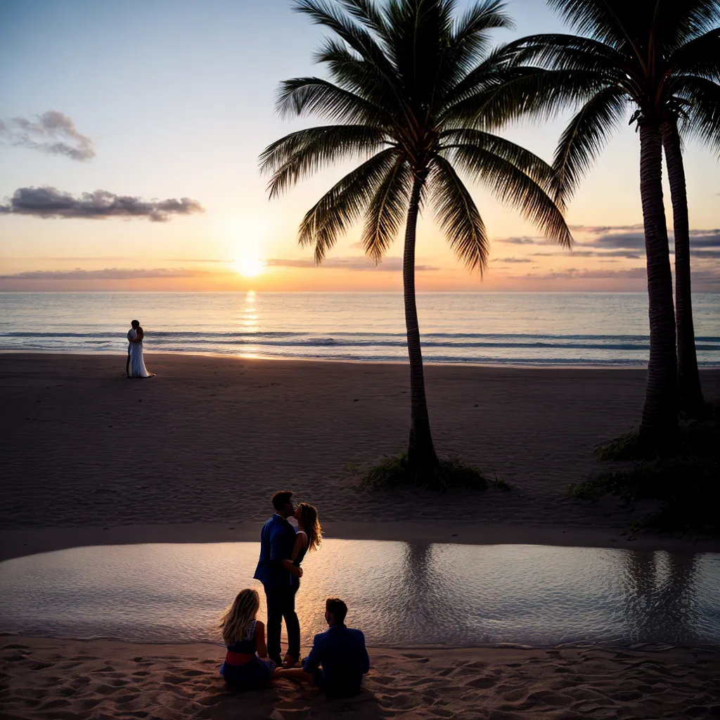 casal praia por do sol amor celebracao