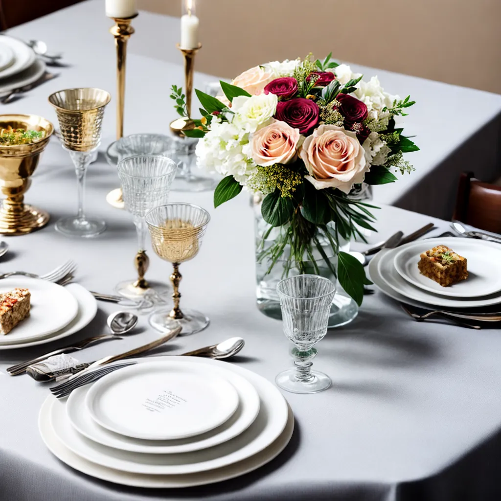 mesa jantar elegante flores cristais