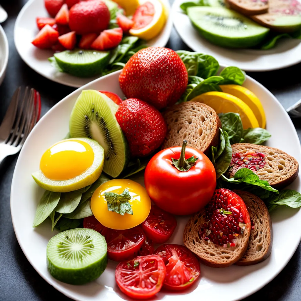 brunch colorido frutas saladas saudaveis