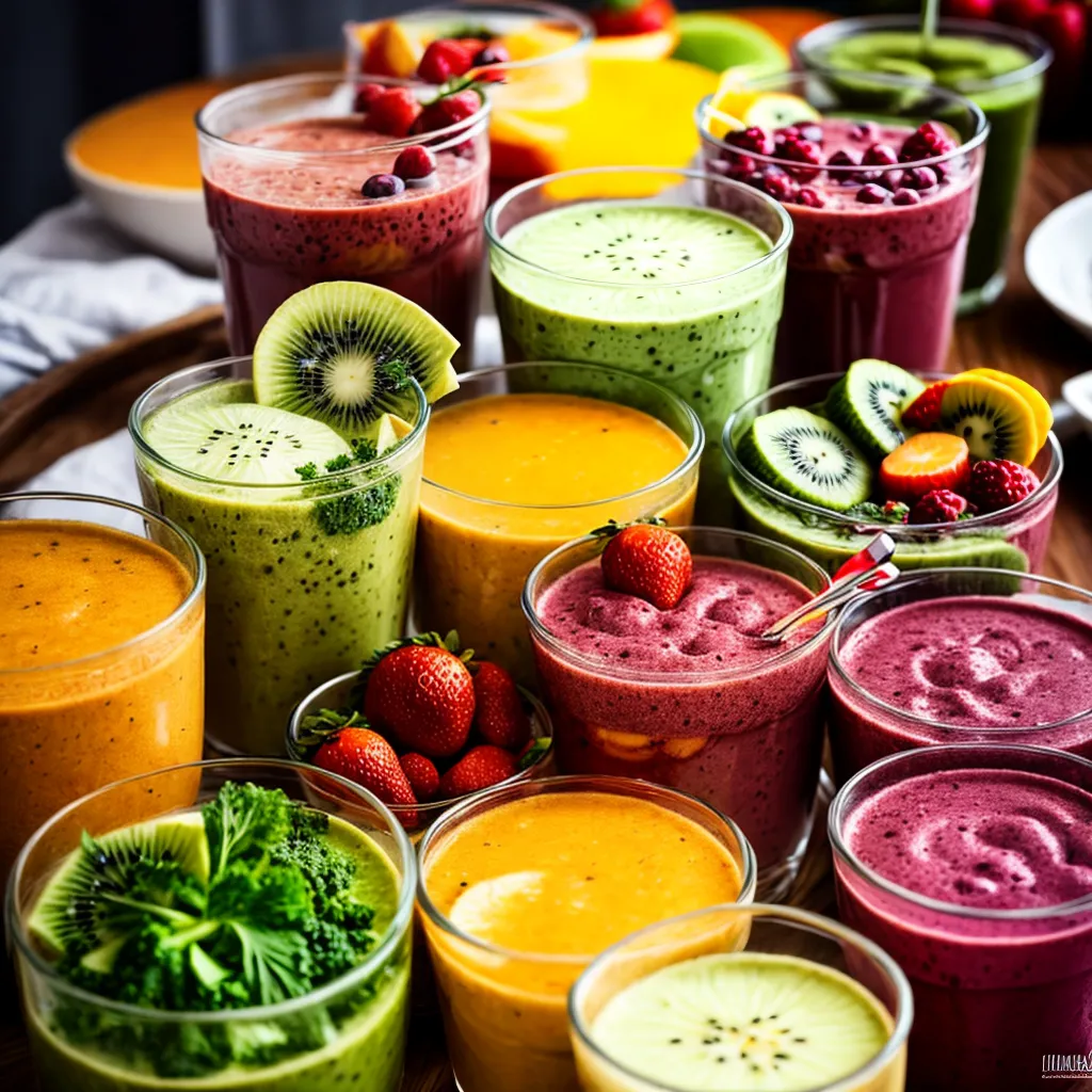 mesa vegana pratos coloridos smoothies
