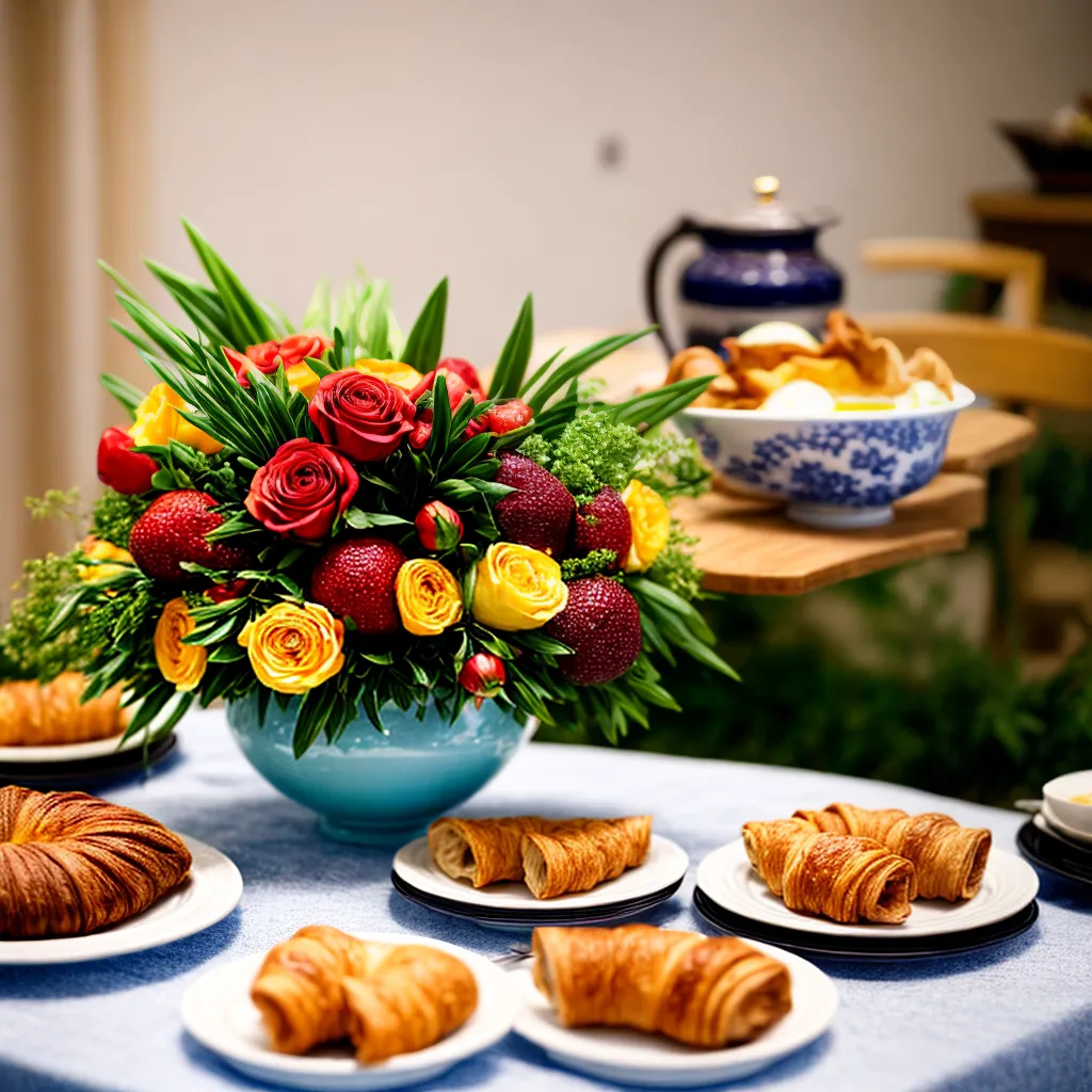 mesa brunch alimentos flores convidados