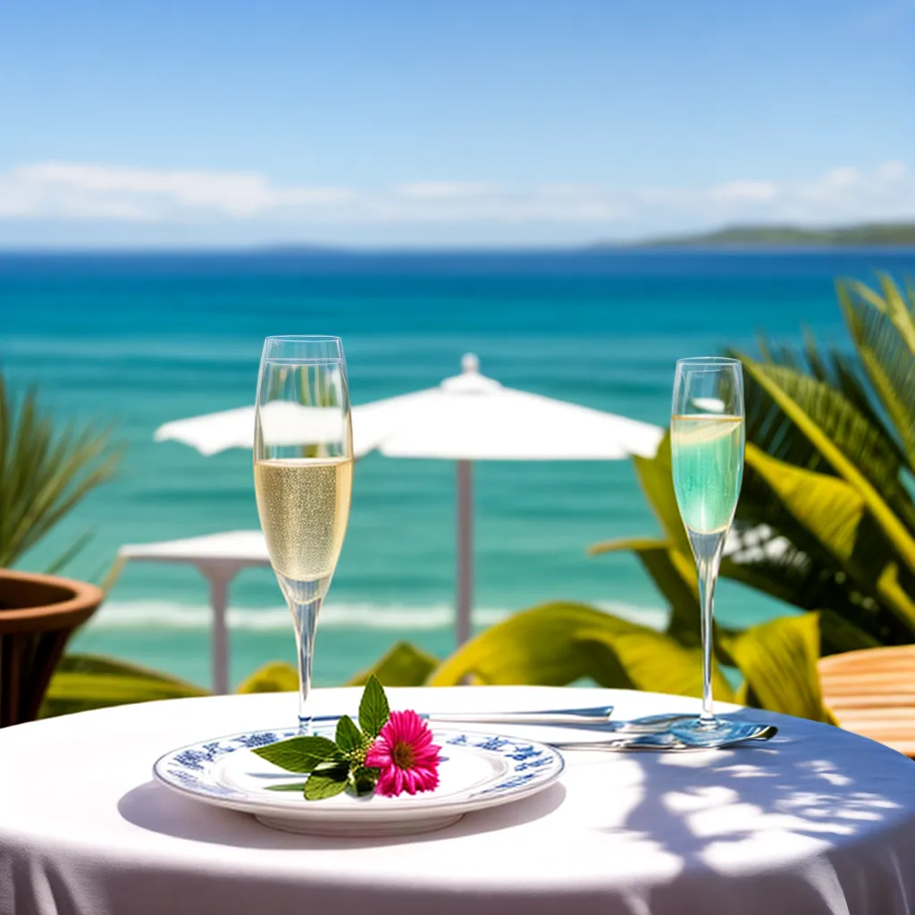 mesa elegante flores champagne praia