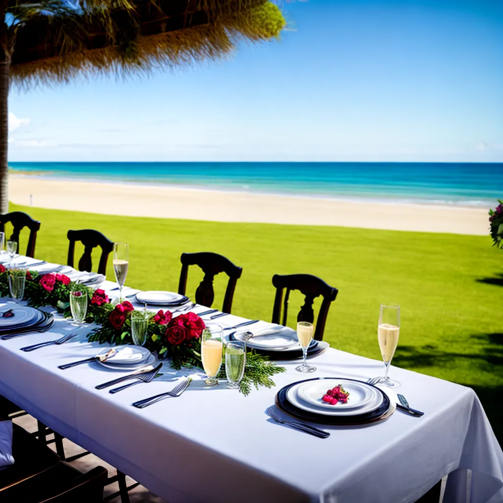 mesa brunch floral praia lua de mel