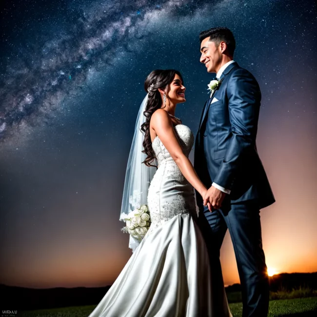 noiva casamento ceu estrelado amor