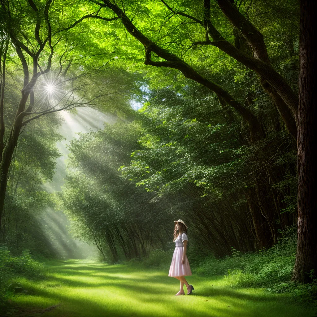 Mulher vestido floresta mágica