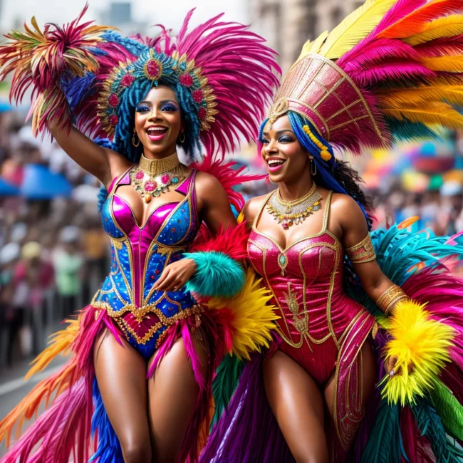carnaval parada energia fantasias coloridas