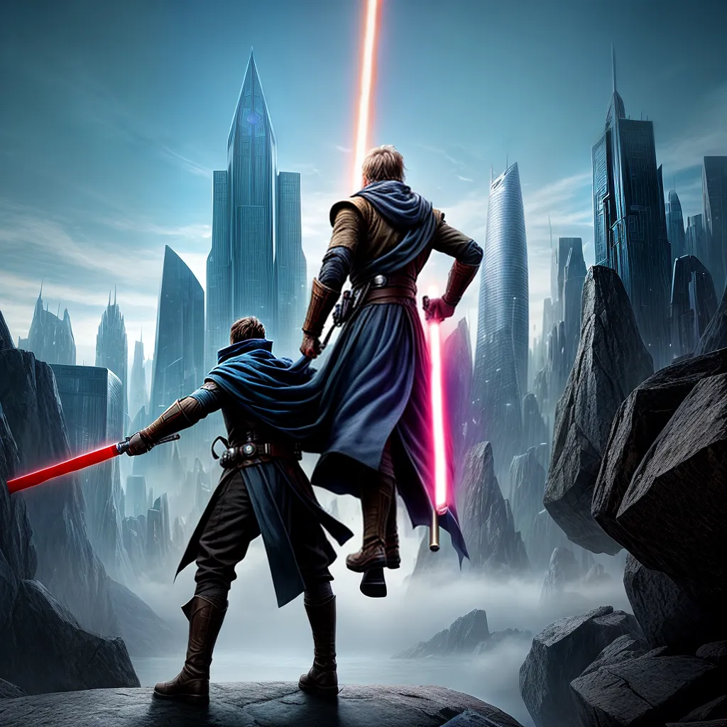 Cidade futurista jedi luzes tempo