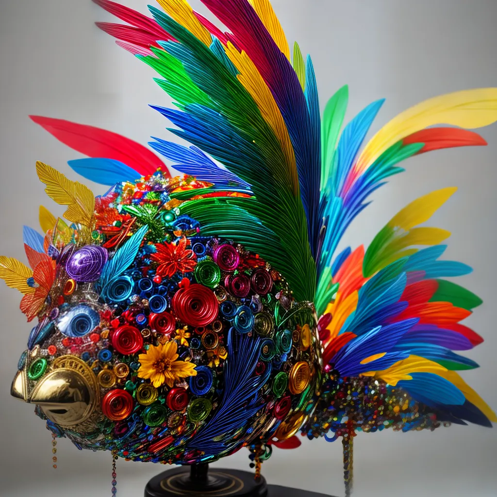 Escultura reciclada garrafas cds metal